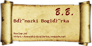 Bánszki Boglárka névjegykártya